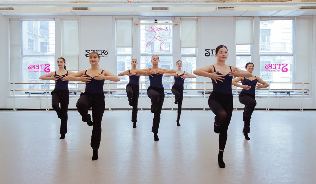 A large group of Steps Academy dance students in a Jazz class