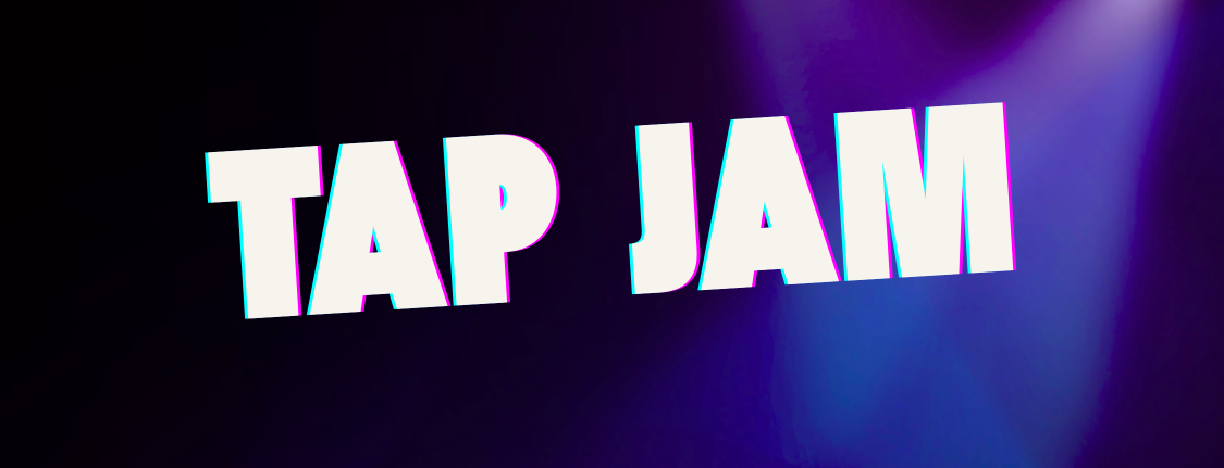 TAP JAM, in white text on a gradient background in purple tones