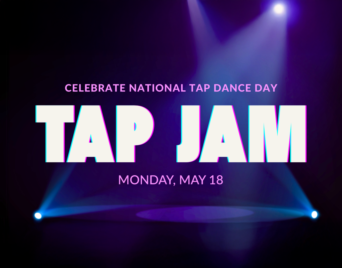 Image with Text: Celebrate National Tap Dance Day - TAP JAM - at Steps Sunday May 18 7-9pm