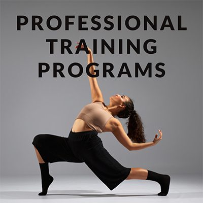 Steps Professional Training Programs - dancer in profile, lunging with one arm stretched up and the other back